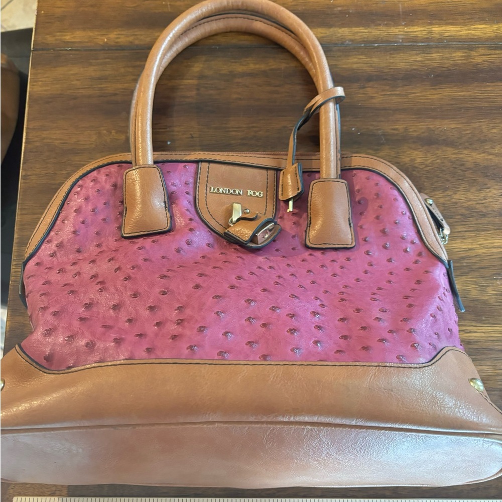 London Fog Pink and Tan Satchel